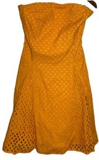 Anthropologie Maeve Lasse Dress Womens 2 Orange Marigold Eyelet Lace Strapless