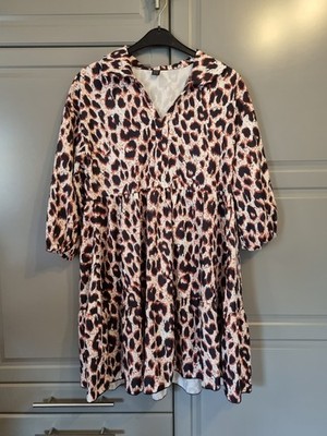 Shein kleid 40/42 3/4 arm dünnes Sommerkleid leolook Leopardenprint Tierprint