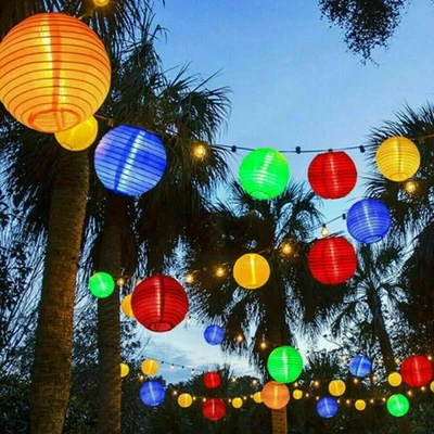 Solar LED Lampion Lichterkette solarbetrieben Party Licht LED Außen NEU - Bild 1 von 4