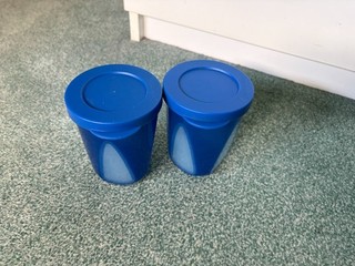 2x TUPPERWARE Mediterrano dunkelblaue Trinkbecher Becher 330ml Set