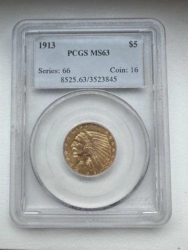 1913- Indian Half Eagle $5 - PCGS MS63 INV#7146