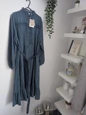 New AND/ORFifi Denim Midi Dress, Mid Wash Blue Midi Uk 18 Casual Smart Blue