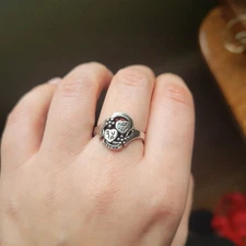 Classic Silver Double Heart Ring, size 7.5