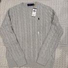 Polo Ralph Lauren Men’s Cable Knit Sweater 100% Cotton Gray Crewneck Size M，L