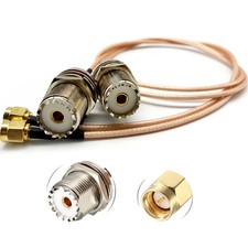 2 PCS SMA Male To UHF Female SO239 RF Coax 2 Ft / 60cm Extension Cable RG316