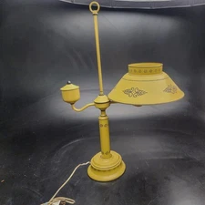 Toleware Table Lamp Vintage Mustard Yellow Metal UL Listed French Country Decor