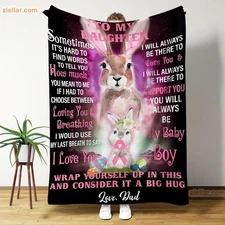 Daughter Pink Unicorn Hugs Fleece Blanket Sweet Magical Message Birthday Holiday