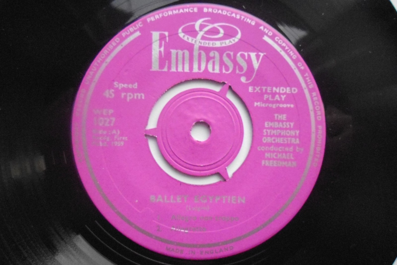 Embassy Symphony Orchestra Ballet Egyptien EP Embassy WEP1027 EX 1959 Not For...