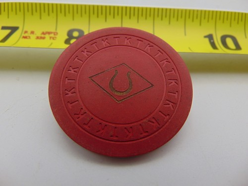 Vintage Illegal Gambling Token Chip Red Rare Horseshoe inside Diamond TK Mold