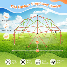 10FT Climbing Dome with Hammock Swing Kids Outdoor Jungle Gym Playground Clim...