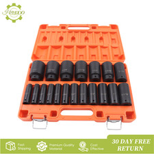 19 Pcs Impact Socket Set 12 Inch Drive 38 Inch To 1-12 Inch Deep Length