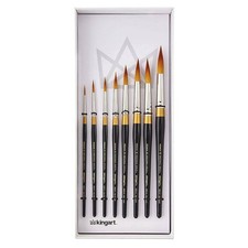 KINGART Original Golden TAKLON Set of 8 Paint Brush Set, Black/Gold/Silver