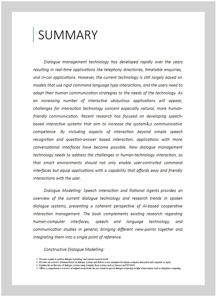 Constructive Dialogue Modelling : Speech Interaction and Rational ...