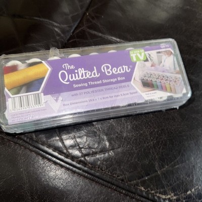 The Quilted Bear Sewing Thread Storage Box and 27 Polyester Threads Reels New