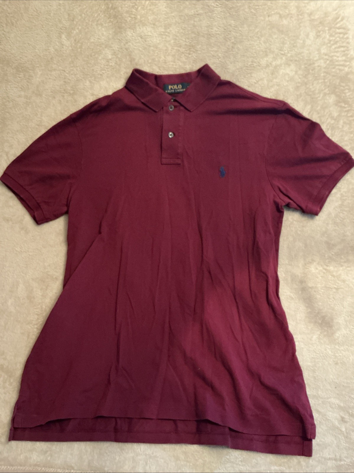 Mens Ralph Lauren Polo Shirt Maroon Size Large Smart Casual