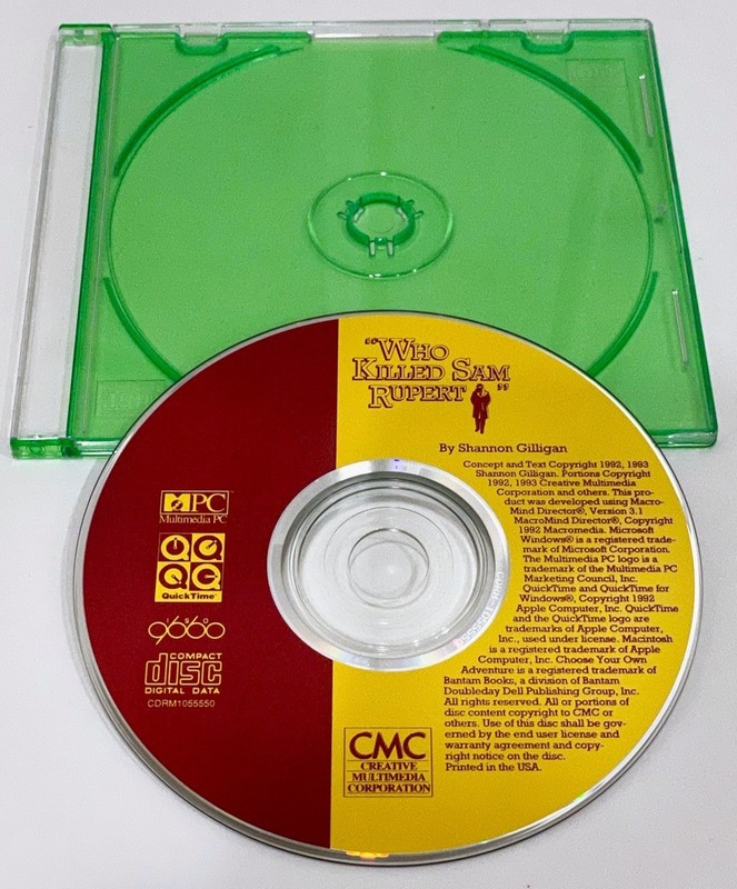 Who Killed Sam Rupert? CD-ROM from 1992 for Mac/Windows