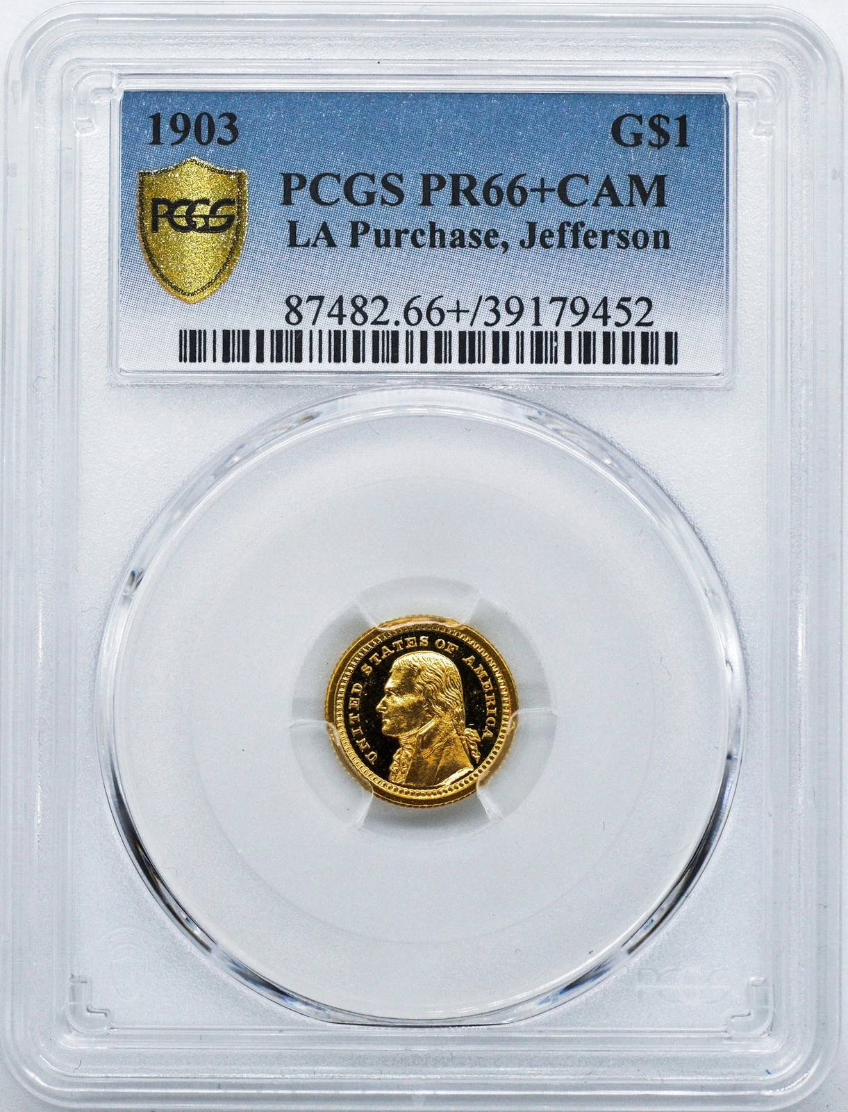 1903 JEFFERSON LA PURCHASE PCGS PR 66+ CAM