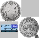 Antique 1908⌛US Philadelphia Mint Silver Barber Dime🪙Antique🪙