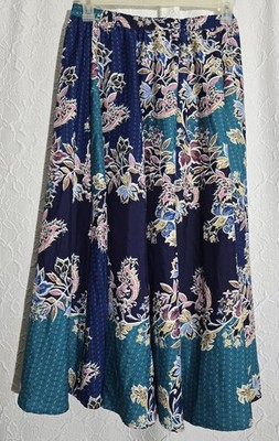 Cupio Women s Petite Pull On Elastic Waist Floral Pattern Midi Skirt Sz PS