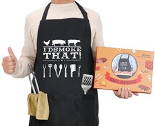 Funny Apron Men ID Smoke That Fathers Day BBQ Gifts Black Cooking 3 Pockets