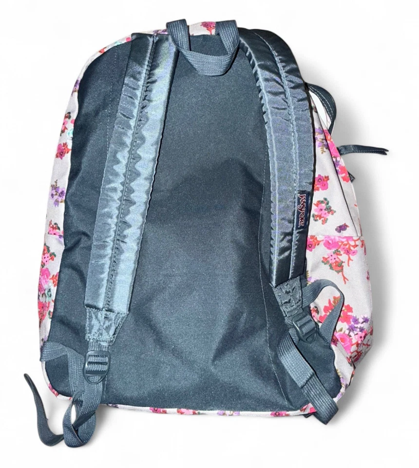 EUC Jansport Backpack Floral Purple Flowers Floral Pink School Book Bag - Image 2 of 4