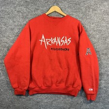 VINTAGE Arkansas Razorbacks Sweatshirt Mens Large Embroidered Crewneck 90s NCAA