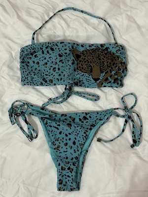 Victoria Secrets Women s Cheetah Print Bikini Set 2019 NWOT Blue/Gold- Size M
