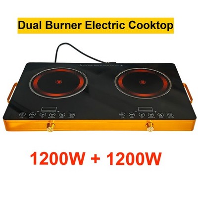 2400W Electric Ceramic Cooktop Infrared Countertop Dual Cooker Burner Stove Hot