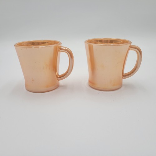 Vintage Fire King D-Handled Peach Lustre Milk Glass Mugs Lustreware Unmarked
