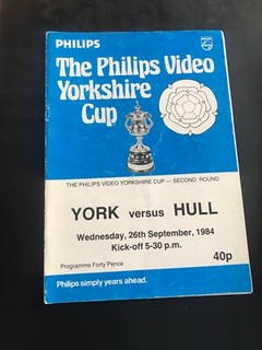 York v Hull fc Yorkshire cup rugby league programme 1984/85 Season