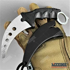 7.5" METAL BLADE TRAINING KARAMBIT Practice Fixed Blade Knife Emergency Knife
