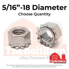 5/16"-18 Stainless Steel K Lock Keps Nuts (Choose Qty)