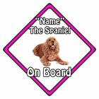 Dog On Board Car Sign - Cocker Spaniel On Board Pink -Personalised