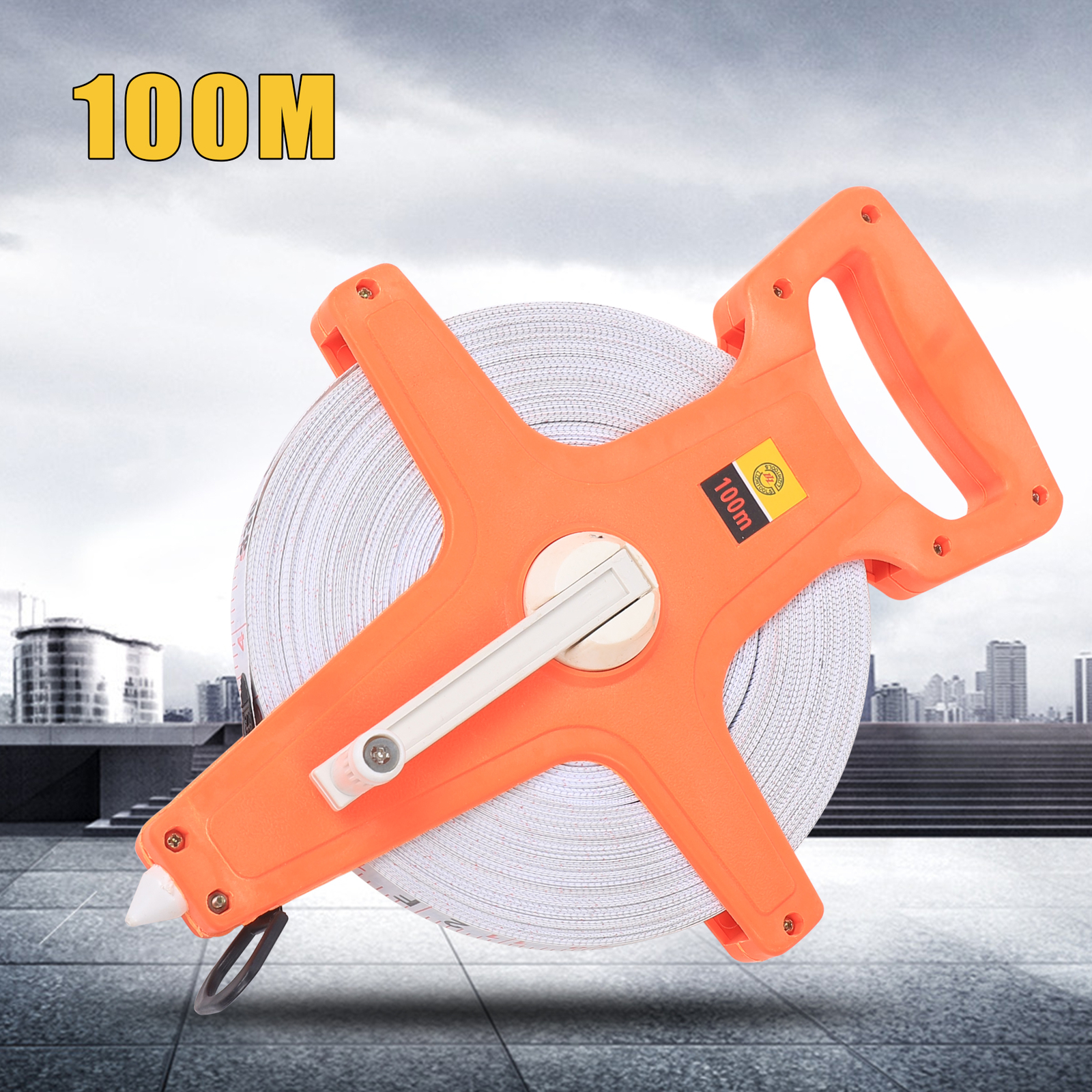 100M 300FT Carbon Steel Measuring Tape Surveying Measure Reel Non-Slip Handle