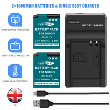 2x EN-EL12 Battery For Nikon Coolpix P300 P310 P330 S6000 S6200 S9050 w/Charger