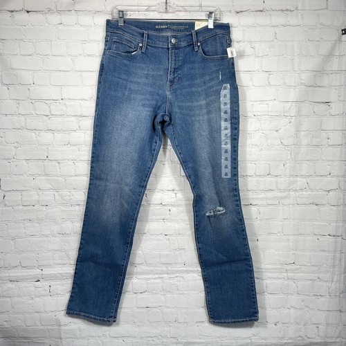 Old Navy Curvy Jeans Mid -Rise Straight Leg Distressed Jeans Size 10