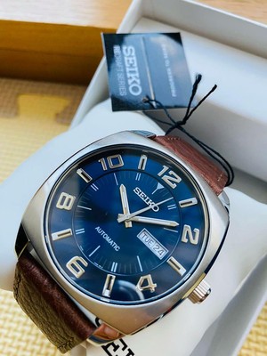 Seiko SNKN37 Day Date Stainless Steel Box Blue Automatic Mens Watch  29665180247 | eBay