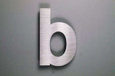 Buchstabe '' b '' Edelstahl V2A H15cm in ITC-Bauhaus-2D  inkl. Versand