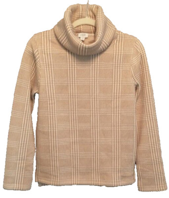 JCrewWomanBeigePlaidCheckeredTurtleneckWarmSweaterPulloverTopSmallMSRP$89
