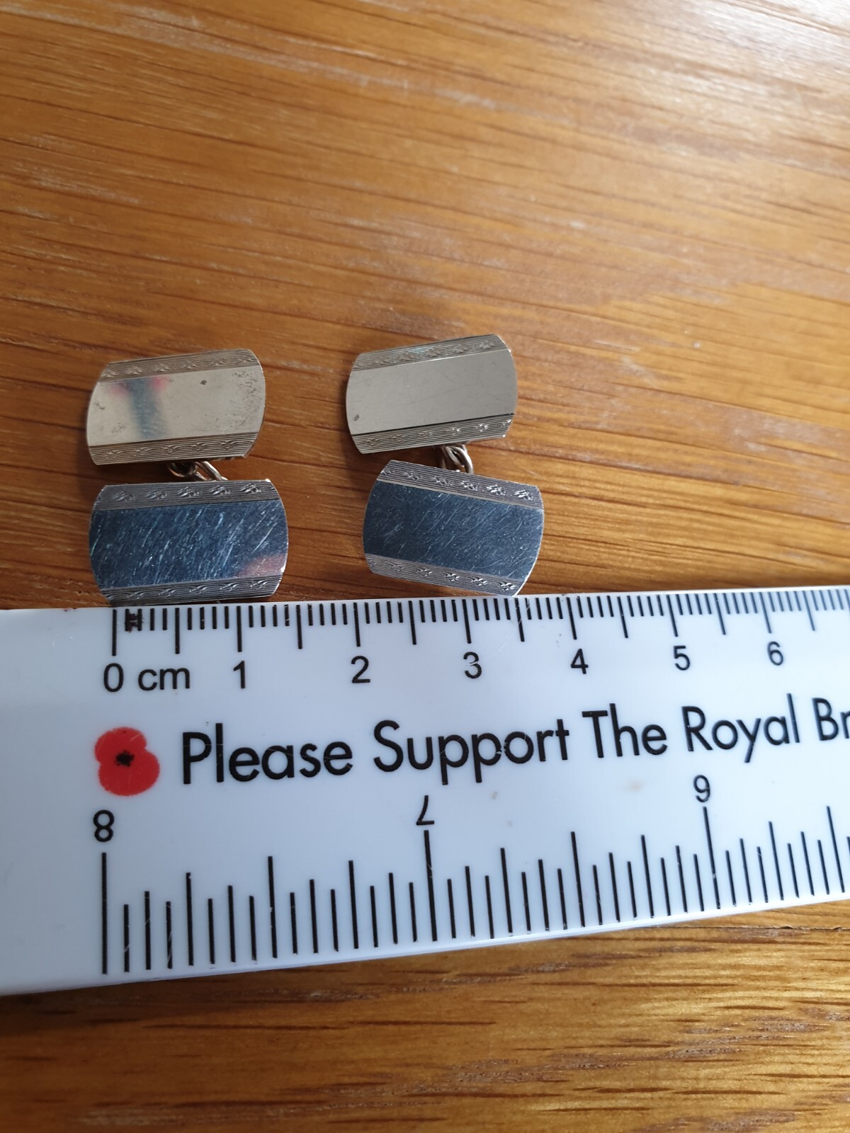 Vintage Etched  Solid Silver Rectangular Cufflinks - image 14