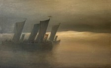 Ölbild Nidden Gerhard Neumann Kurenkähne Kurische Nehrung mit Düne 78 x 120,5 cm