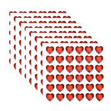 288 Pcs Heart Rhinestone 10mm Self Adhesive Gems Stickers, Red