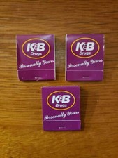 Lot of 3 VINTAGE K & B Drugstore NEW‼ Match Book New Orleans Louisiana USA Made