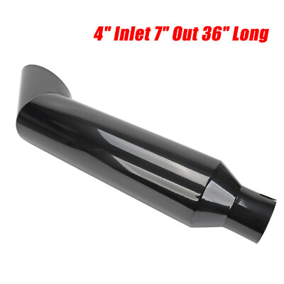 Diesel Smoker Exhaust Stack Tip Black 4'' Inlet 7''Outlet 36'' Long Miter Angle Cut