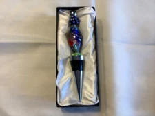 NEW in box Stunning LSArts Hand painted glass Wine BOTTLE STOPPER