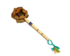 Natural Cacho Seed Pod Nut Shaker Bamboo Wooden Stick Rattle Maraca Instrument