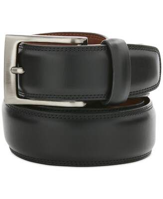 Perry Ellis Portfolio X7119 Men's Leather Double Stitched Dress Belt, Black, M/3