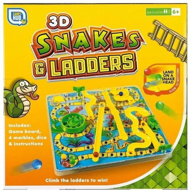 3D Snakes and ladders Kids Children's Board Game Traditional Family Toy - Image 3 of 4