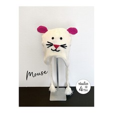 Mouse Animal Hat - Viscose Hand Knit Beanie with Warm Fleece Lining