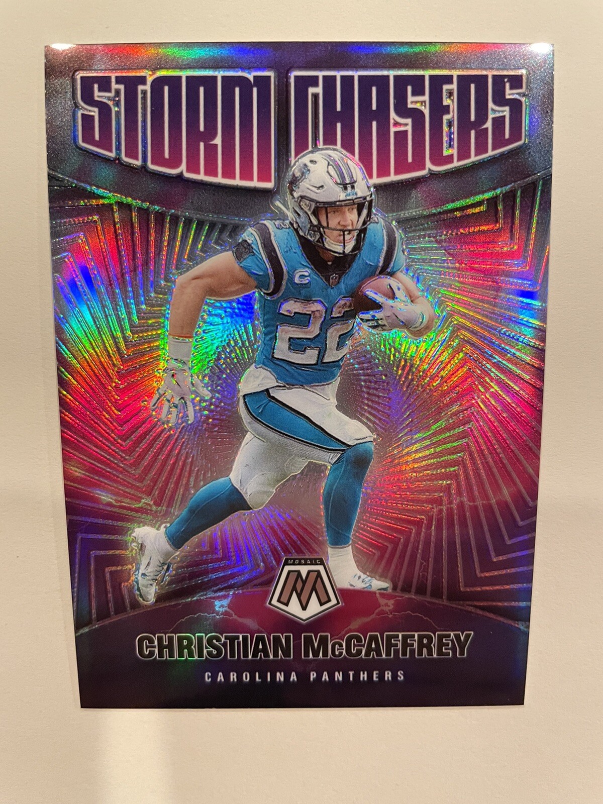 Christian McCaffrey Storm Chasers Mosaic 2021 - SSP Rare Hit